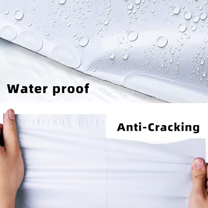 POLYSELLS 100 pcs 7.5x10.5 Inches White x Silver Poly Mailers Shipping Envelopes, Strong Adhesive Sealing, Waterproof, and Tear-resistant Postal Mailing Bags for Clothing, Books, and Accessories