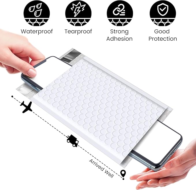 Fuxury 4x8 White Bubble Mailer 260 Pack Padded Envelopes, Small Bubble Mailers Usable Size 4x7" Bubble Envelopes Self-Seal Padded Mailers for Mailing Small Business,Small Items Shipping Bulk#000