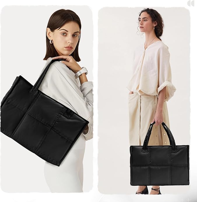 Puffer Bag Large Tote Bag For Women Work Bag Quilted Tote Bag For Women Work Bags For Women Tote Professional Up to 17"