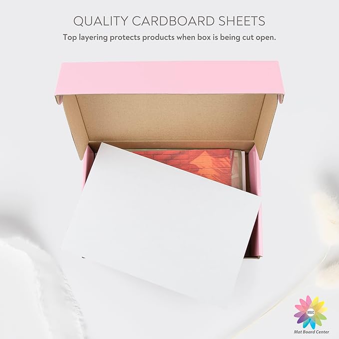 Mat Board Center, 25 pack 9x12 Corrugated Cardboard sheet, 1/8 inch thick, Flat Cardboard Inserts for Mailing, Packaging & Shipping, Cardboard Backing, Craft Card Board (White on one side)