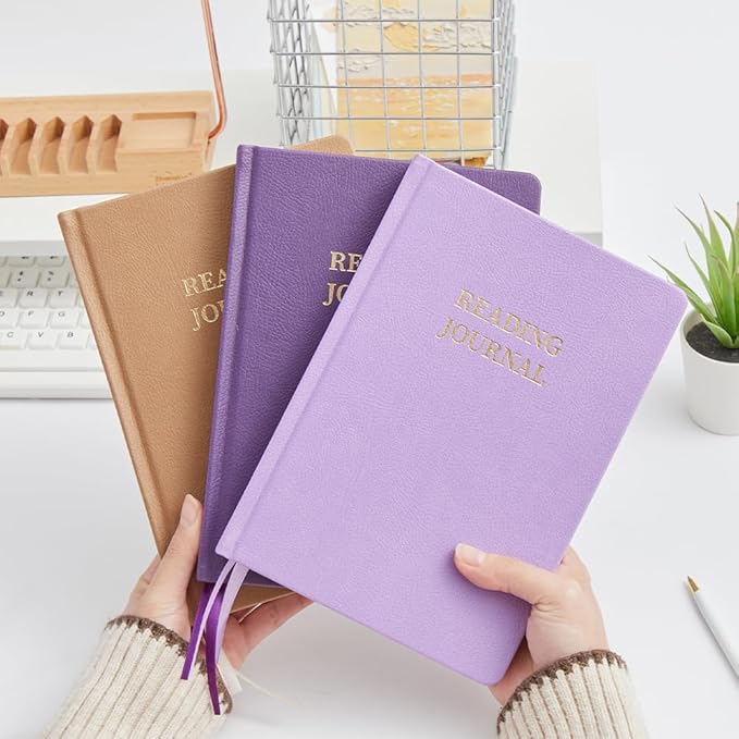 Reading Journal Book Lovers Gifts Book Journal Hardcover Leather For Readers Review and Track Your Reading with 65 Book Reviews, 5.8”x8.3”,Khaki