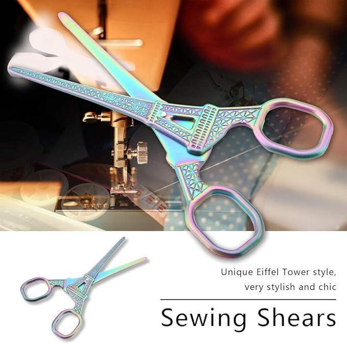 Eiffel Tower Scissors, Stainless Steel DIY Fashionable Sewing Shears Art Work Dresser Embroidery Tool (multicolour)