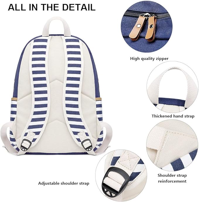 goldwheat Canvas Backpacks for Girls with USB Charging Port School Bookbag
