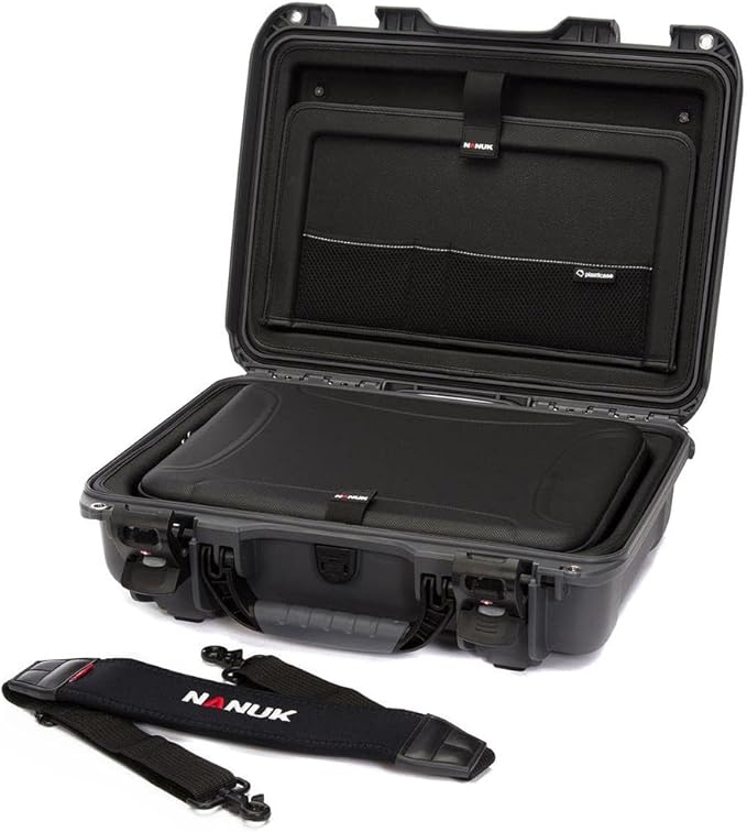 Nanuk 923 Waterproof Hard Case with Laptop Insert Kit and Incorporated TSA Approved Travel Lock Latches - Graphite Medium Series