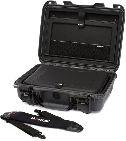 Nanuk 923 Waterproof Hard Case with Laptop Insert Kit and Incorporated TSA Approved Travel Lock Latches - Graphite Medium Series