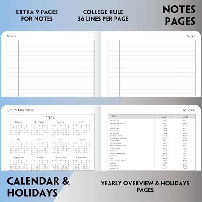 2025 Planner 8.5”x11”, Weekly and Monthly Planner from Jan to Dec 2025, Vegan Leather Cover, Elastic Closure, Purple