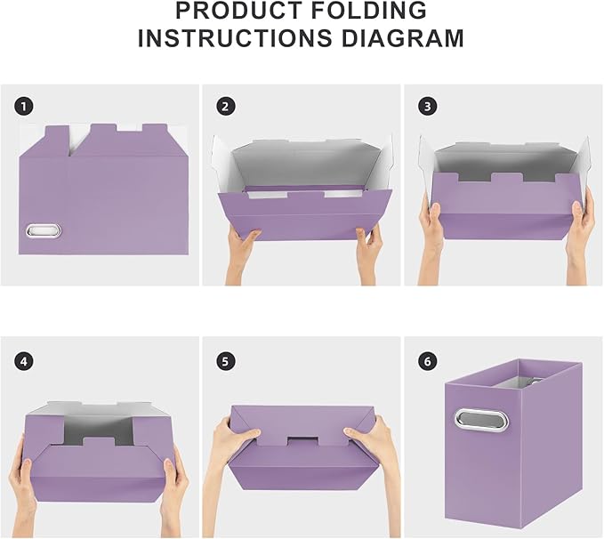 Oterri File Organizer, Small Storage Box, Cardboard File Folder Organizer, Collapsible File Box, Hanging File Organizer for Letter Size, Portable File Box, Only Box (Taro Purple,4 Packs)