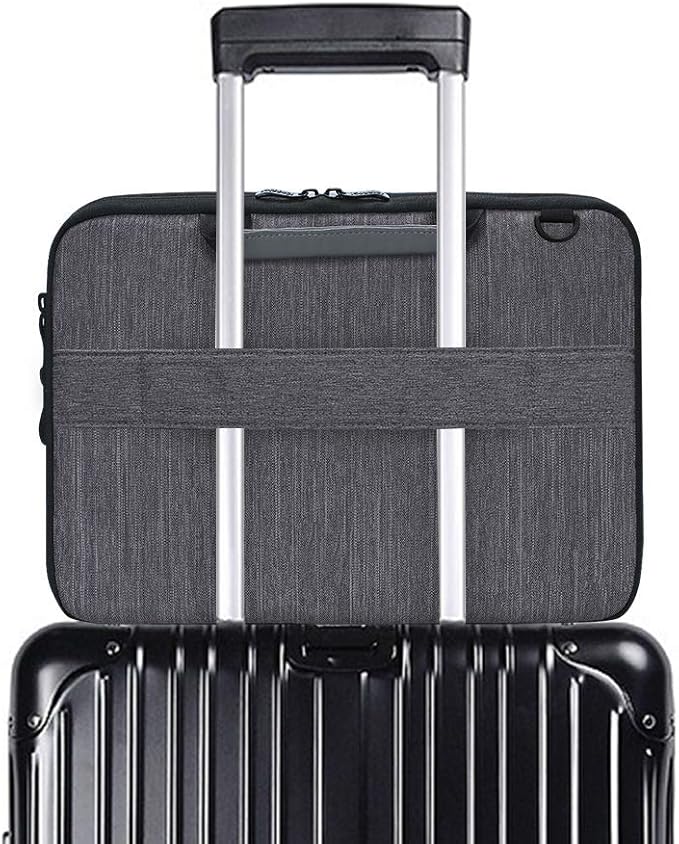 iCozzier 13-13.3 Inch Handle Laptop Briefcase Shoulder Bag Electronic Accessories Organizer Messenger Carrying Case with Shoulder&Luggage Strap - Grey