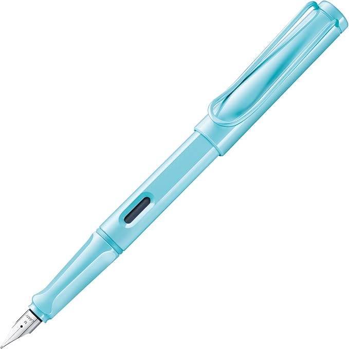 LAMY safari aquasky - Fountain Pen with ergonomic grip & polished steel nib in size F - ideal for any Writing & Calligraphy - including LAMY T 10 blue cartridge - Right-Handed