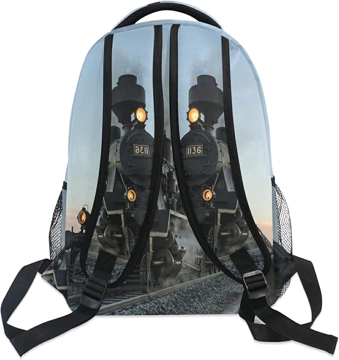 AUUXVA Cool Locomotive Train School Backpack for Girls Boys Kids Laptop Backpack Travel Camping Daypack Medium