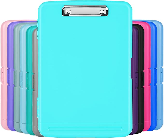 Clipboard with Storage, High Capacity Clip Boards 8.5x11 with Storage, Plastic Nursing Clipboard Folder with Pen Holder, Heavy Duty Storage Clipboard with Low Profile Clip for School & Office