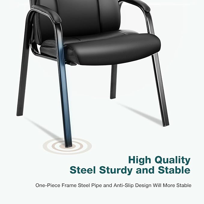OLIXIS Waiting Room Chairs Set of 6, Leather Office Desk Reception Guest Stationary Side Chair with Padded Arms for Home Conference Lobby Area Meeting Church Medical Clinic Elderly Student