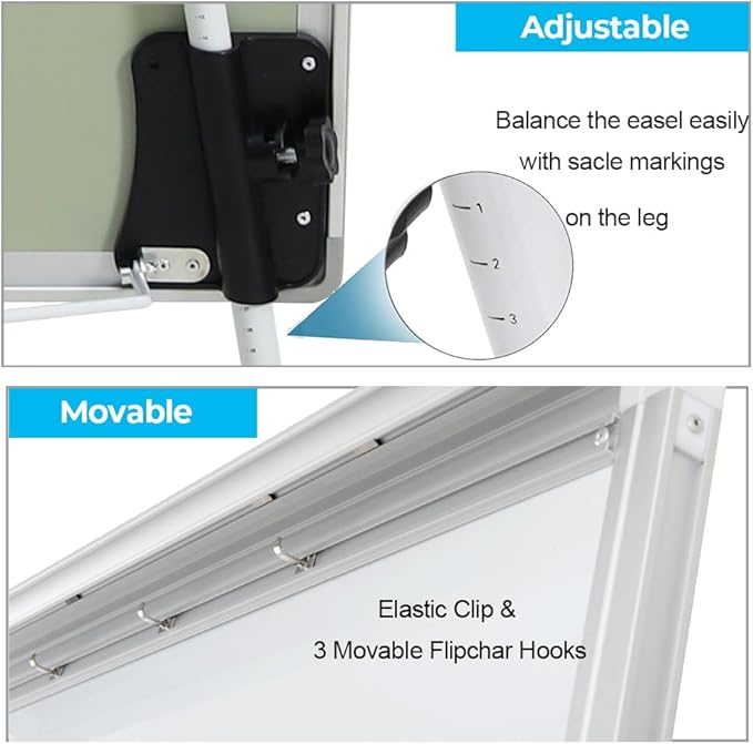 2 Pack Magnetic Whiteboard Easel 24" x 36"|Height Adjustable Dry Erase Board Tripod Office Presentation Board w/Flipchart Pad, Magnets & Eraser, White