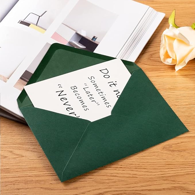 50 Pack A6 Envelopes for 4 x 6 Greeting Cards, Birthday Party, Photos, Baby Shower and Wedding Invitation Cards, 6 1/2 x 4 3/4 Inches (Black)