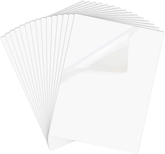 Printable Vinyl Sticker Paper for Inkjet Printer - 8.5 x 11 Inches 15 Sheets Translucent Premium Waterproof Sticker Paper - Dries Quickly and Holds Ink Beautifully