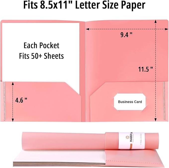 24 Pack Colored File Folders with Pockets and Business Card Holder, Pastel Decorative Pocket Folders for Documents, Cute Plastic Folders for Filing Cabinet, School, Office, Resume Portfolio