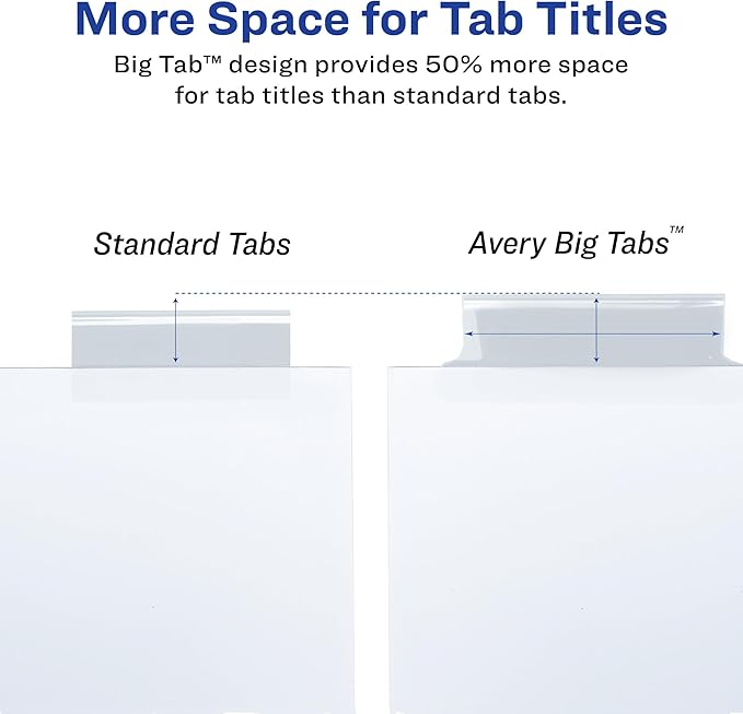 Avery 11223 Insertable Big Tab Dividers, 8-Tab, 11 1/8 x 9 1/4