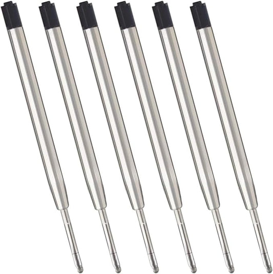 ChaoQ,Black Ink Refills (6pcs), Replaceable Ballpoint Pen Refills, 1mm Medium Tip - Black