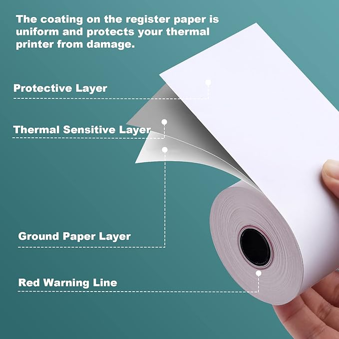 100 Rolls Thermal Paper 3 1/8 x 230ft Pos Receipt Paper, Cash Register Roll TM-T88 T-20 T-90 SRP-350 370