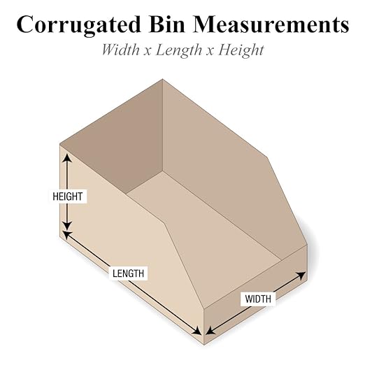 Partners Brand PBINMT412K Open Top Bin Boxes, 4" x 12" x 4 1/2", Kraft (Pack of 50)