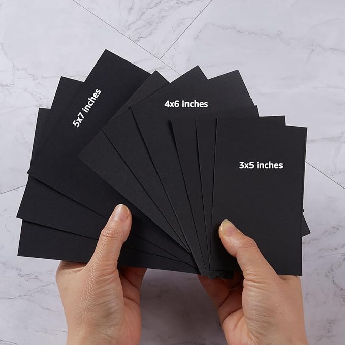 50 Sheets Blank Cardstock Paper 250 GSM Thick Heavy Cards Stock for DIY Art Projects, Card Making, Postcards, Greeting Cards, Birthday Party, Wedding Invitation (Black, 3x5 inches)