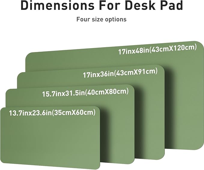 Aothia Leather Desk Pad Protector, Mouse Pad, Office Desk Mat, Non-Slip PU Leather Desk Blotter, Laptop Desk Pad, Waterproof Desk Writing Pad for Office and Home (48"x17", Olive Green)