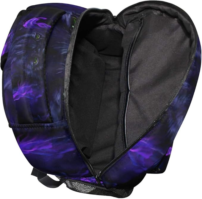 senya Panther Head In Flames Backpack School Bag Travel Daypack Rucksack for Boys