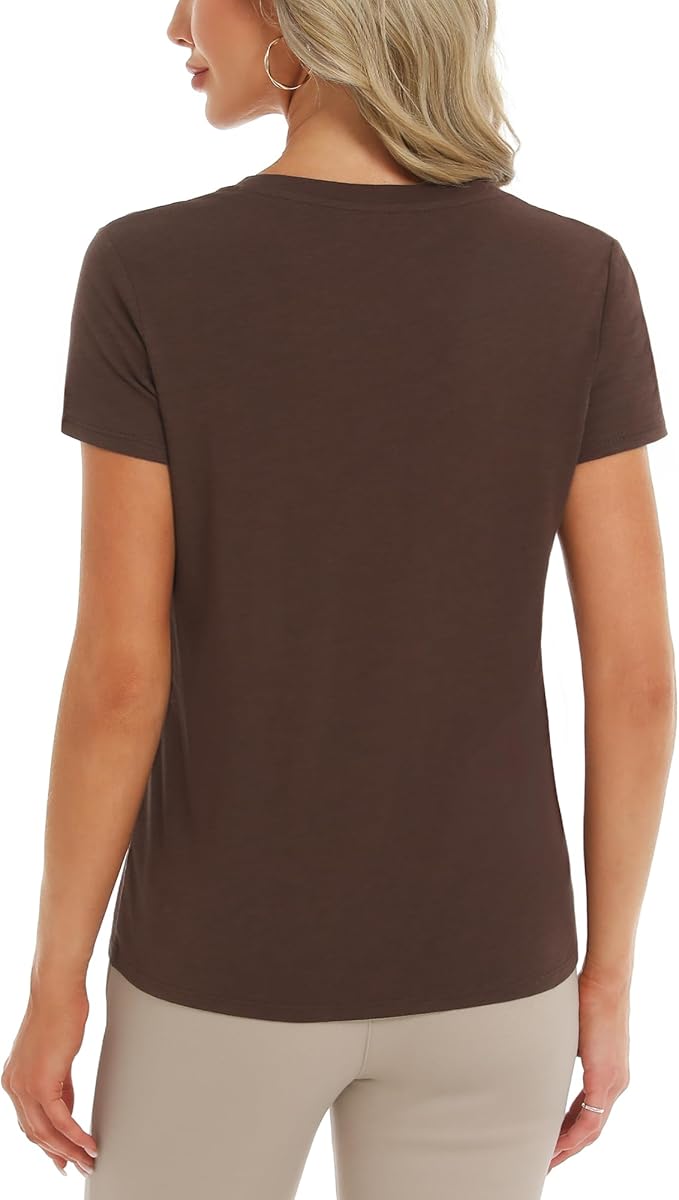 Stelle Womens T Shirts Short Sleeve V Neck Basic Tee Casual Loose Fit Tops Lightweight Soft Summer Outfits Clothes