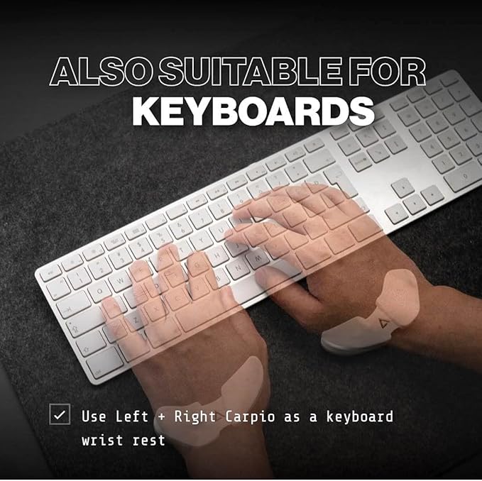 DELTAHUB Carpio 2.0 - Right-Handed Truly Ergonomic Wrist Rest for Mouse, Carpal Tunnel Support, Pain Relief, Anti-Fatigue, Easy Glide, Sleek, Office Computer, Laptop, Gaming - Small, White