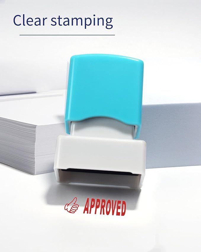 WAFJAMF Approved Stamp–Pre-Inked Rubber Stamp Red Ink Office Stamp Message Stamp-Medium