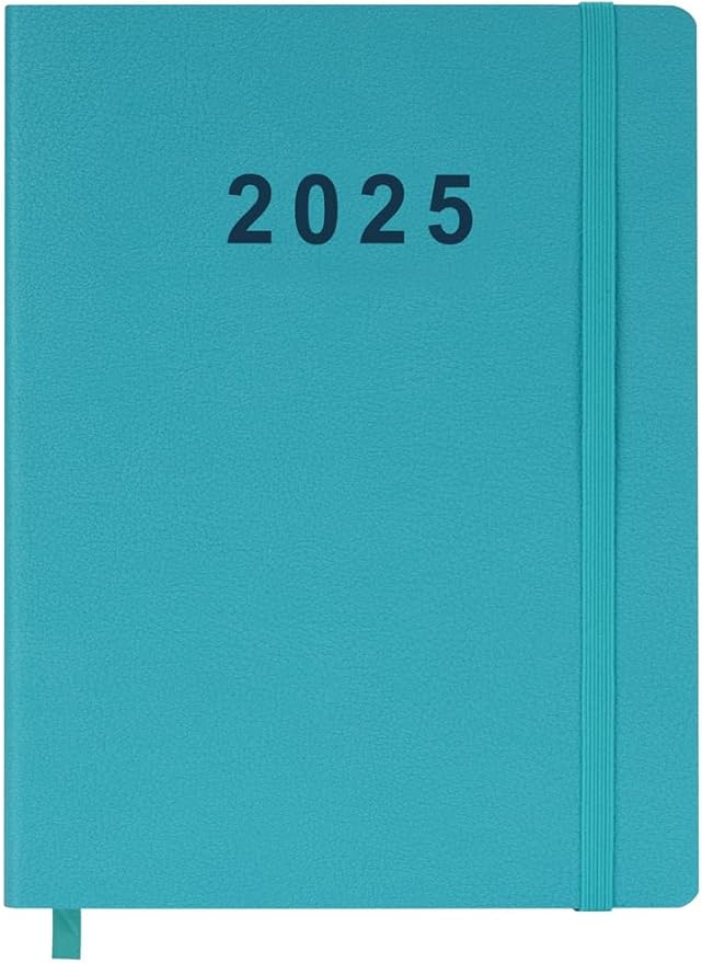 2025 Planner 8.5”x11”, Weekly and Monthly Planner from Jan to Dec 2025, Vegan Leather Cover, Elastic Closure, Teal