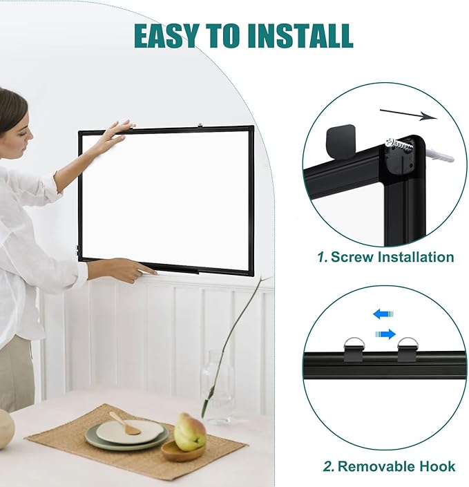 Double Sided Whiteboard, White Board for Wall Mounted 24''X18'' Magnetic Dry Erase Board with Black Aluminum Frame