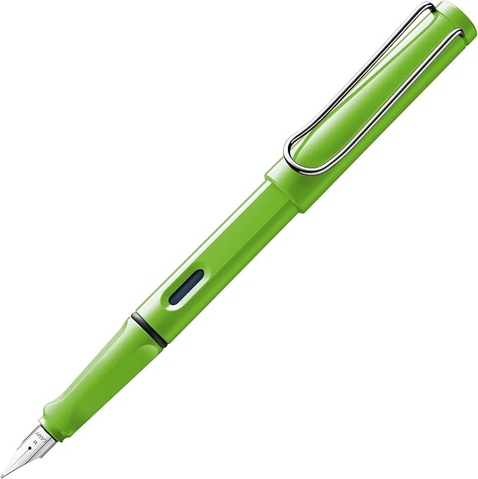 LAMY safari green - Fountain Pen with ergonomic grip & polished steel nib in size F - ideal for any Writing & Calligraphy - including LAMY T 10 blue cartridge - Right-Handed