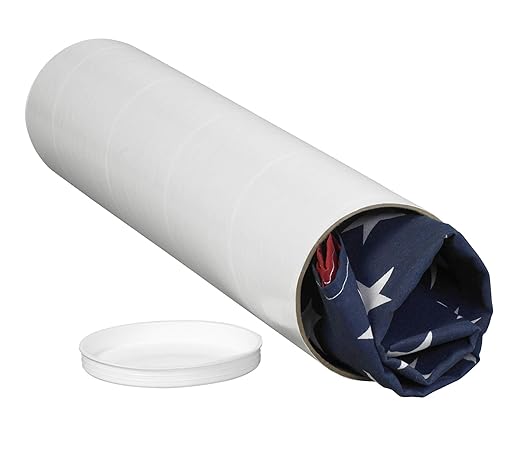 BOX USA BP4048W Mailing Tubes with Caps, 4" x 48", White (Pack of 15)