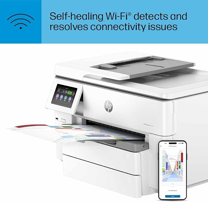 HP OfficeJet Pro 9730e Wide Format Wireless All-in-One Color Inkjet Printer, Print, scan, Copy up to 11x17', ADF, Duplex Printing Best for Office, 3 Months of Instant Ink Included (537P6A)