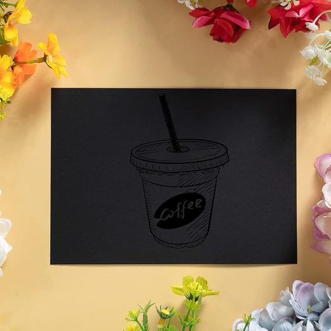 100 Pack Thick Paper Cardstock Blank Heavy Cards Stock for Invitations, Greeting Cards Making, Postcards, Photos, 250GSM Thick Paper (Black, 5x7 inches)