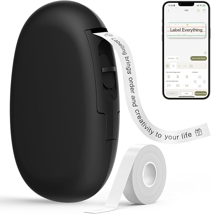 SUPVAN E10 Bluetooth Label Maker Machine with Tape, Continuous Waterproof Label, Versatile App with 35 Fonts and 1k+ Icons, Inkless Labeler for Home, Kitchen, School, Office Organization, Green