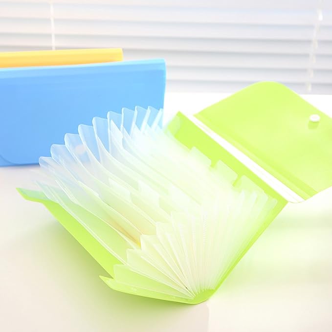 Expanding File Folder, Subdivision Accordion File Folder Mini Organizer PP Wallet for Cards,Coupons,Receipt,Tax Item or Changes,7x4.5 Inches,12 Pockets with Tabs and Check Case(Yellow)