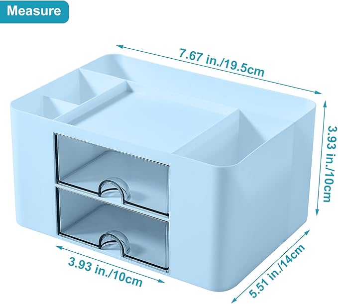 Pen Holder for Desk, Pencil Organizer Makeup Brush Holder Cup Storage Pen Cups Stylish Marker Pen Organizer Makeup Brush Holder Desk Accessories Organizer for Home School Office Blue