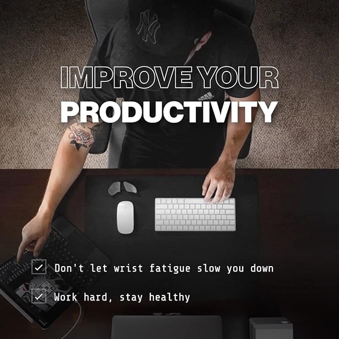 DELTAHUB Carpio 2.0 - Left-Handed Truly Ergonomic Wrist Rest for Mouse, Carpal Tunnel Support, Pain Relief, Anti-Fatigue, Easy Glide, Sleek, Office Computer, Laptop, Gaming - Small, Grey