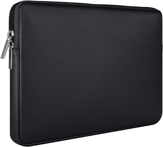 RAINYEAR 13 Inch Laptop Sleeve Soft PU Leather Case Water Resistant Padded Cover Bag Compatible with 2021 2022 MacBook 13.6" M2 A2681 13.3" A2338 Air Pro M1 A2337 A2159 A2179 A2251 A2289(Black)
