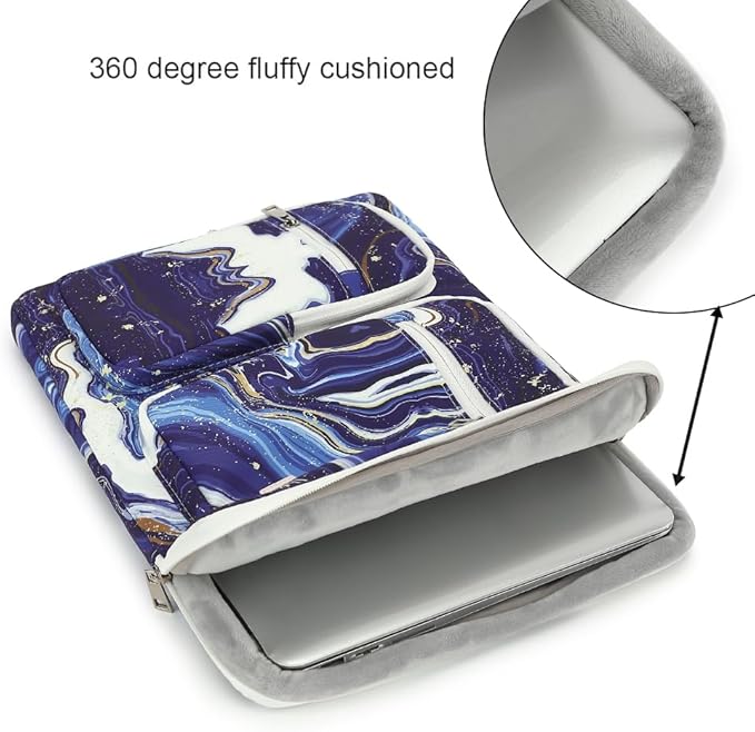 canvaslife 360° Protective Laptop Sleeve Case Bag Cover with Handle for iPad 12.9 inch,MacBook Pro Air 13" and 12.5 inch-13.3 inch Laptop (Blue Marble)