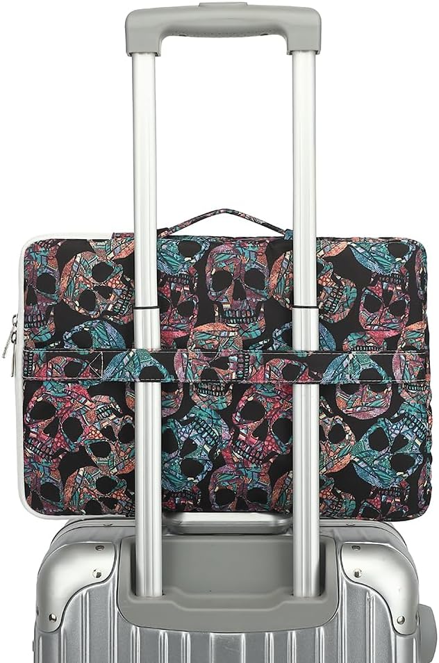 canvaslife 360° Protective Laptop Sleeve Case Bag with 4 Pockets for MacBook Pro 16 inch and 15 inch-15.6 inch Laptop (Skull)