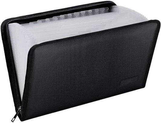 ENGPOW Expanding File Folder Important Document Organizer Fireproof Document Bag-A4 Size, 25 Pockets,Color Labels,Non-Itchy Silicone Coated Portable Filing Organizer Folder(14.3" x 9.8")
