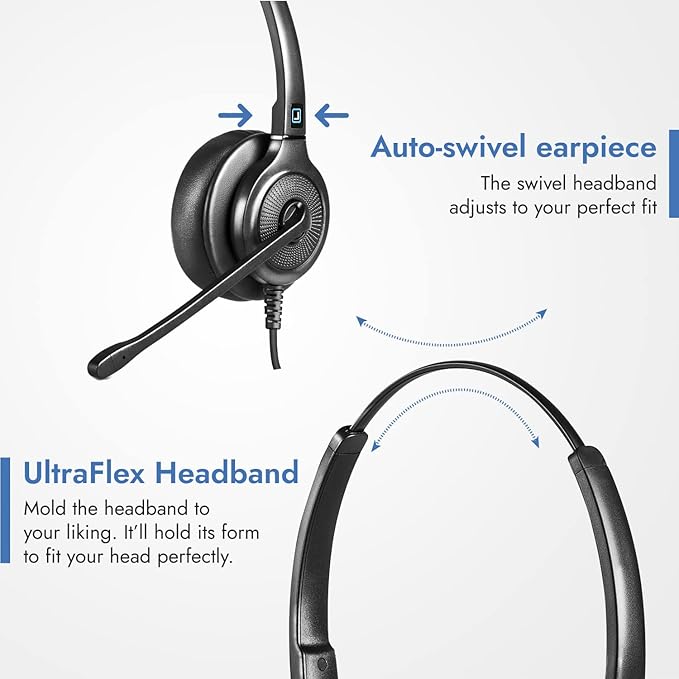 Leitner LH255XL – Headsets for Call Centers – Works with All VoIP Phone Systems – Comfortable for All Day Wear – USB-A