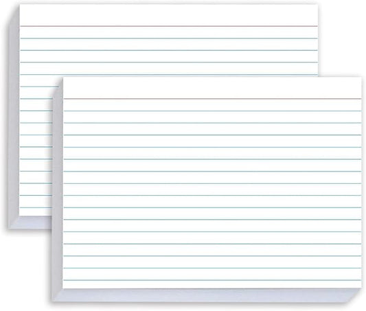 100 Pcs Index Cards 5x7 Ruled - Pinovk Flash Cards for Studying, White Index Cards, File Note Cards, Study Cards, Flash Cards, Study Cards, Lined Index Flashcards for Office and School Supplies