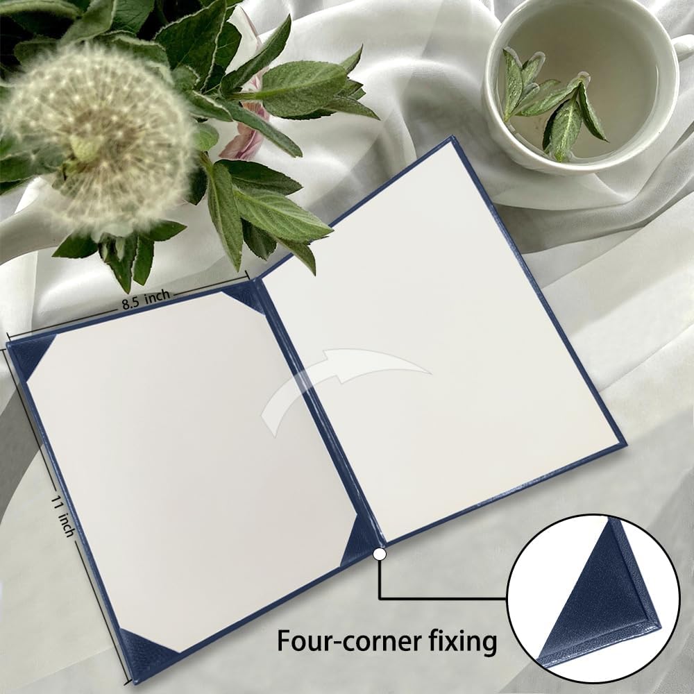 Certificate Holders 8.5"x11" Graduation Diploma Cover Document Leather Folders,Navy Blue-2 Pack