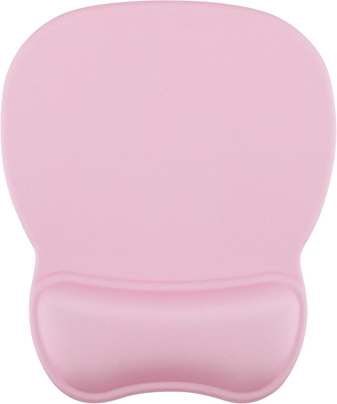 MROCO Ergonomic Mouse Pad with Gel Wrist Rest, Comfortable Mousepad with Smooth Wrist Support Surface and Non-Slip PU Base for Pain Relief, Computer, Laptop, Office & Home, 9.4 x 8.1 in, Pale Pink