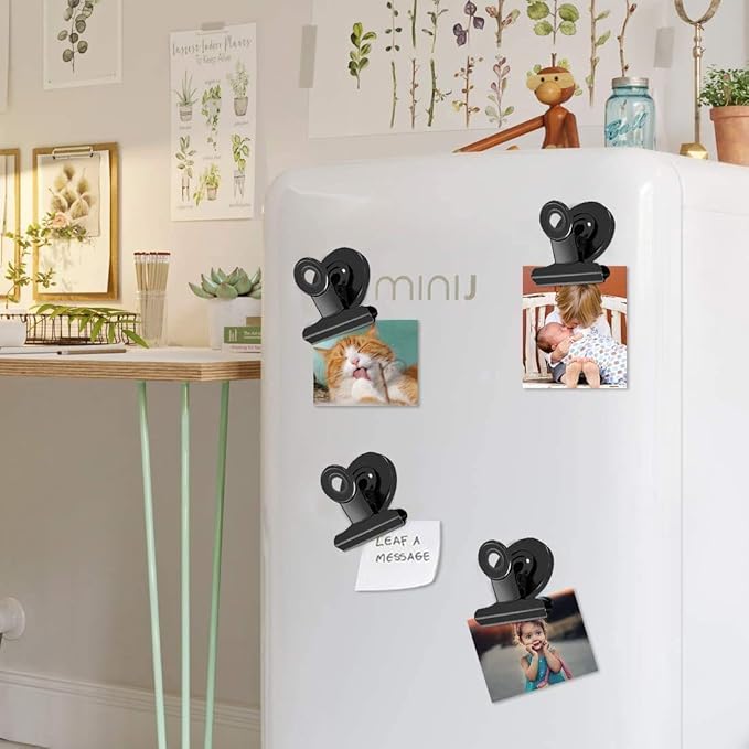 VNDUEEY 20 Pack Black Fridge Magnets, Refrigerator Magnets, Magnetic Clips Heavy Duty, Magnet Clips for Whiteboard Locker Photo Displays on Home& Office &Teaching