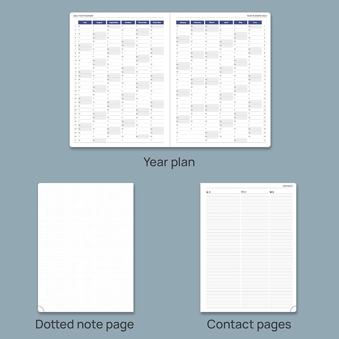 POPRUN 2025 Weekly Planner 8.5" x 11", Quarter-Hourly Appointment Book with PU Leather Soft Cover, Dual Pockets, Gift Box, Monthly Tabs, 100GSM Thick Paper, Sunday Start - Black